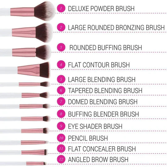 BH Cosmetics Crystal Quartz - 12 Piece Brush Set And Bag BH Cosmetics