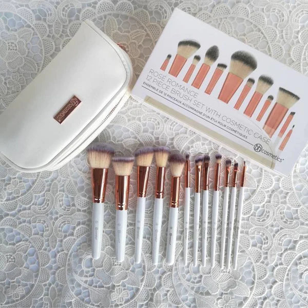 12 Pcs BH Cosmetics Rose Romance Brush Set BH Cosmetics