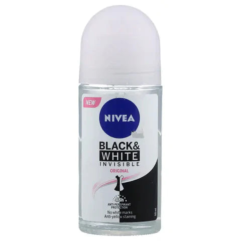 Nivea Black and White Invisible Deodorant Roll-On For Women - 50ml Nivea