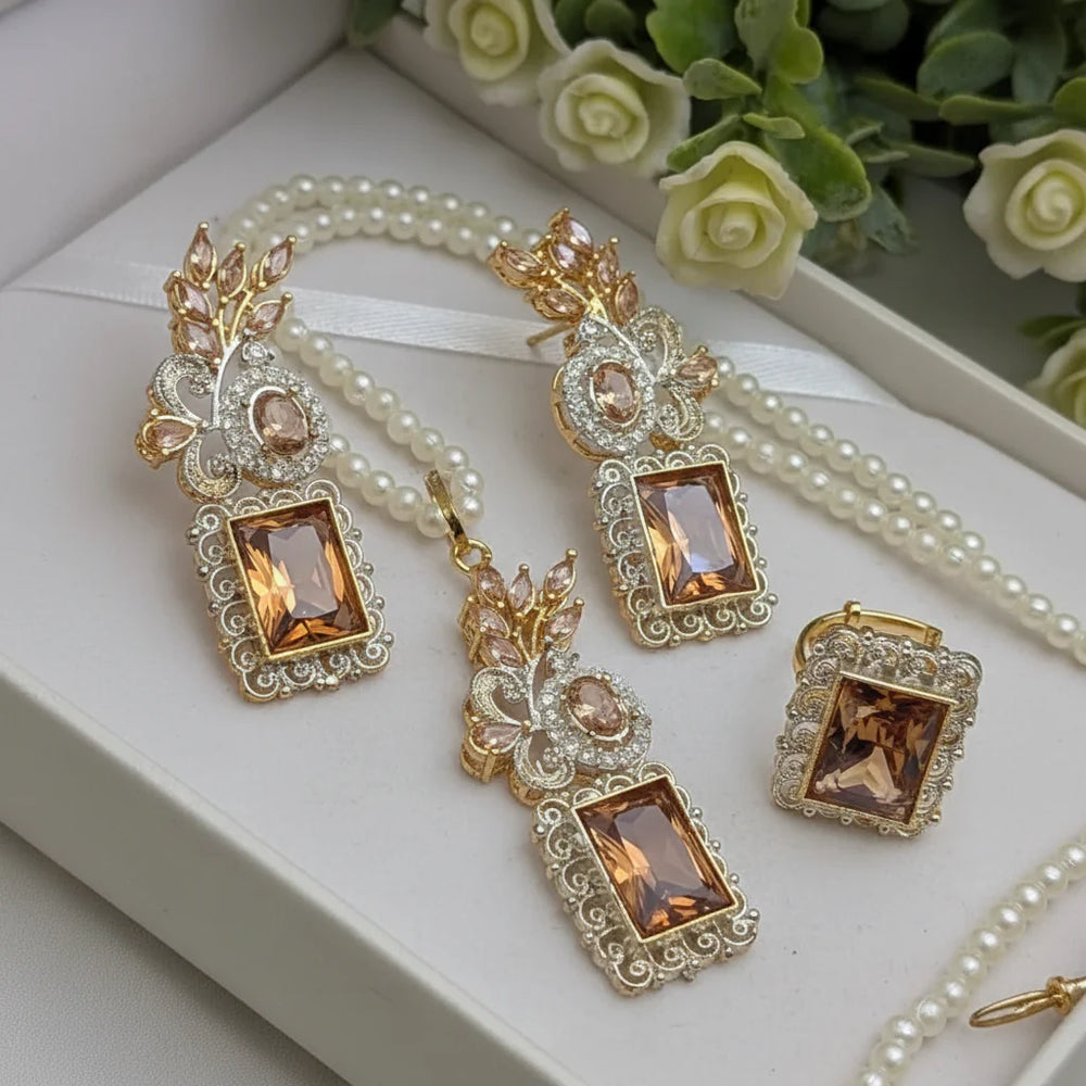 Zircon Combo Party Set – High Quality Rectangle Shape Jewelry Cosmia