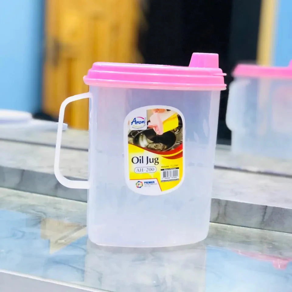 Aroni Random Color Kitchen Plastic Oil Jug With Lid & Handle Cosmia.pk