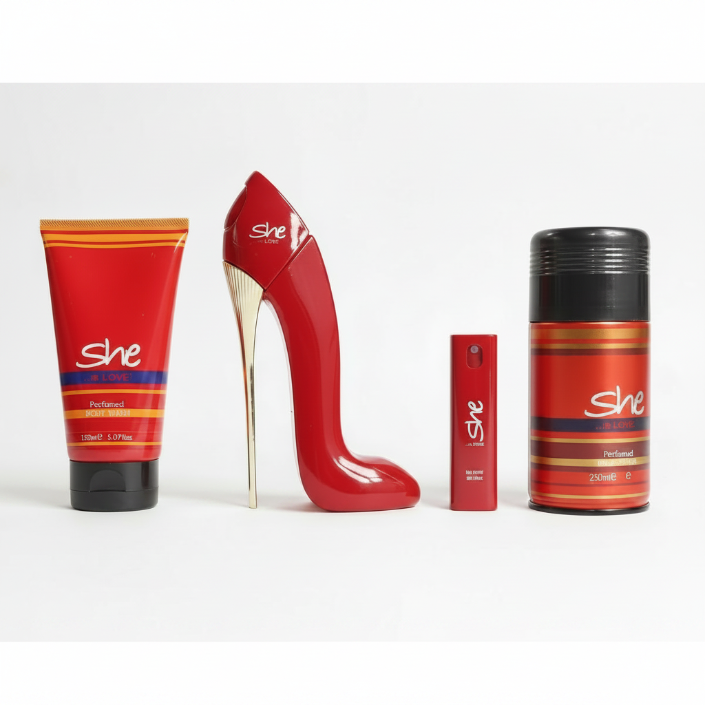 Original She Gift Set 4 Pcs – Body Wash, Perfume, Tester & Body Spray She