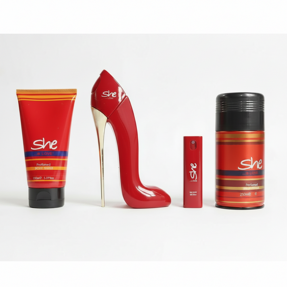 Original She Gift Set 4 Pcs – Body Wash, Perfume, Tester & Body Spray She