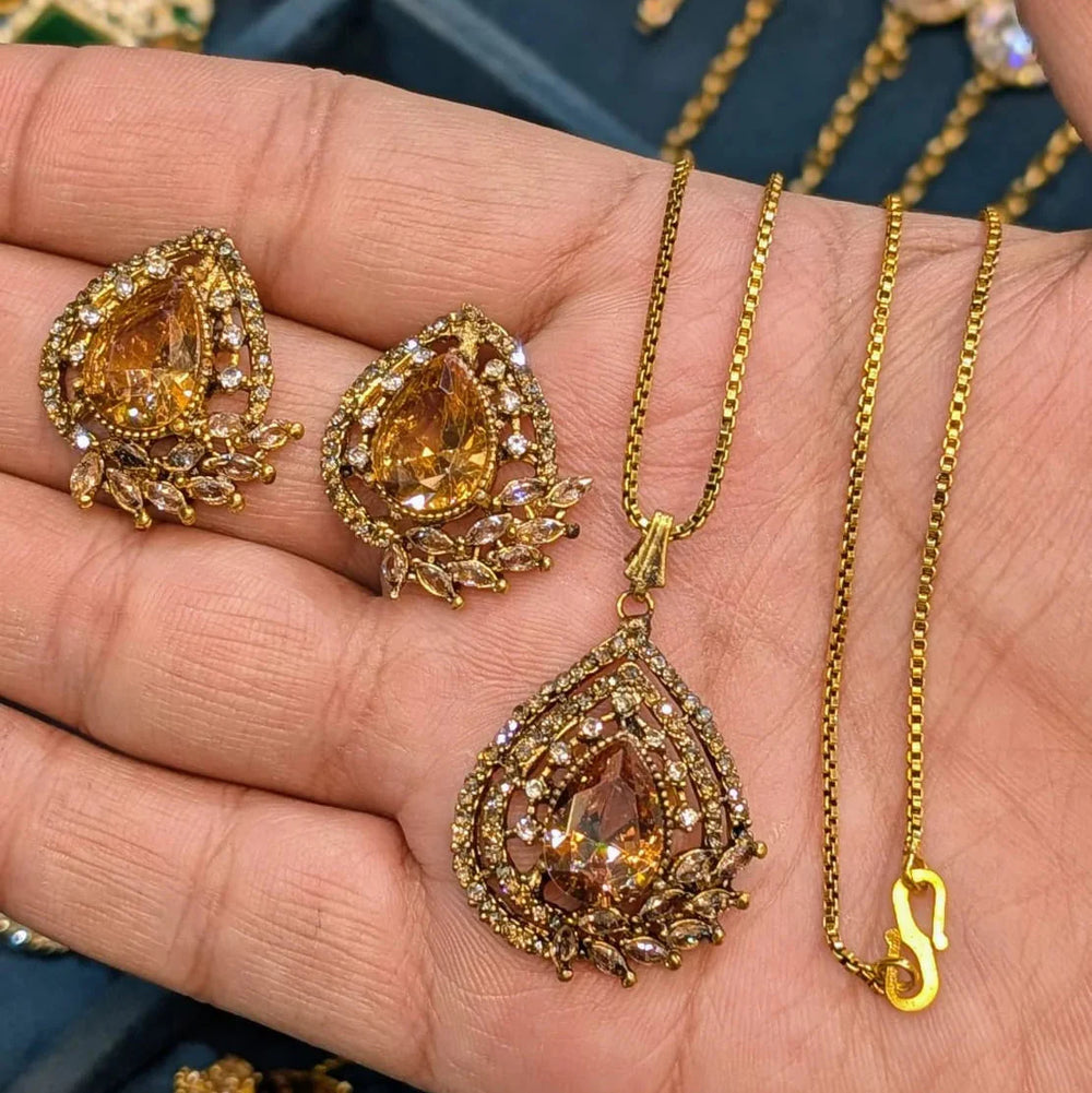 Zircon Locket Set – Locket & Earrings Cosmia