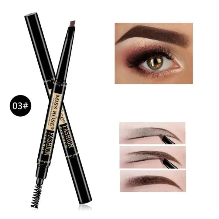 Miss Rose Double Head Long Lasting Waterproof Eye Brow Pencil & Brush - 2 - in - 1 Miss Rose