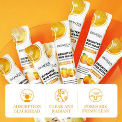 Bioaqua Vitamin C Brighten Cleansing Shrinking Pores Mud Mask - 8g*10 Pcs Bioaqua