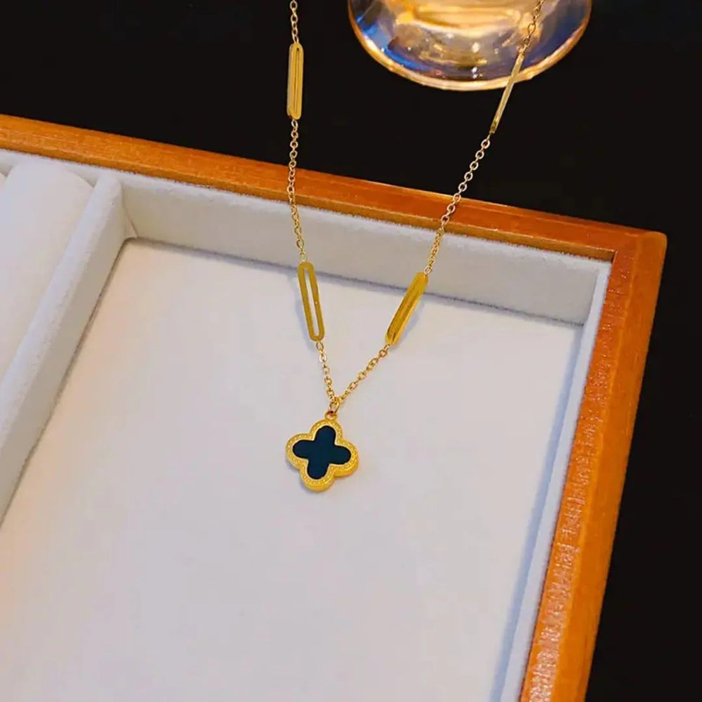 Stainless Steel Clover Double Side Chain Locket – Each Cosmia