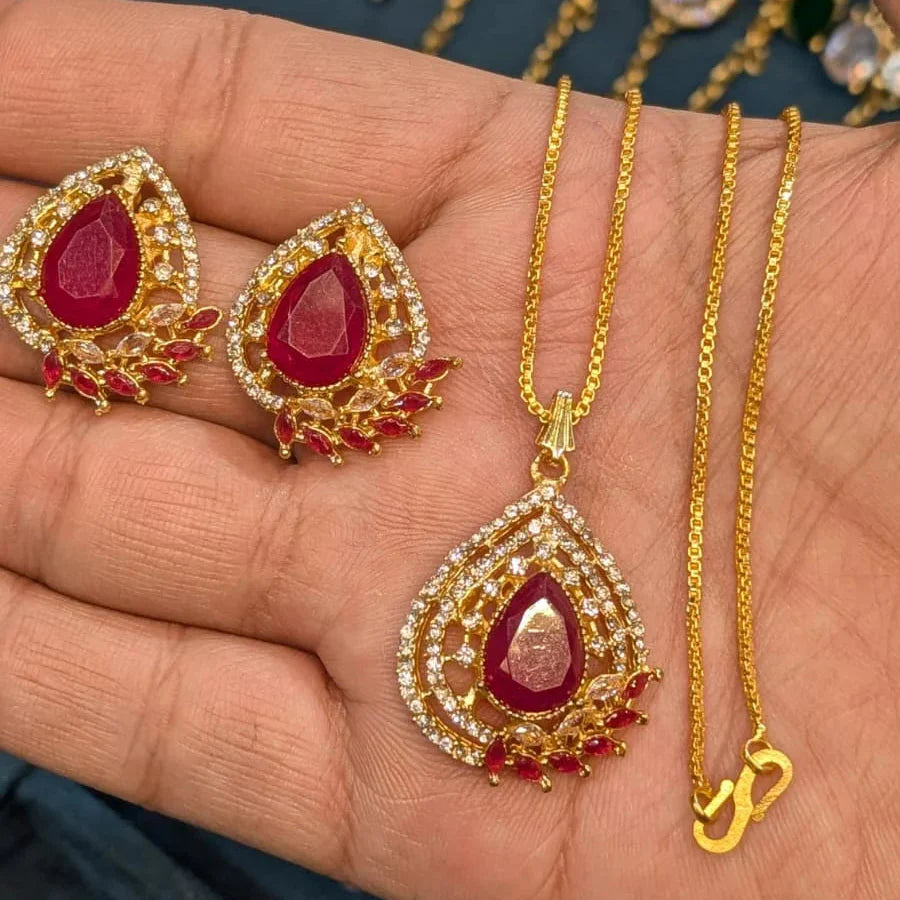 Zircon Locket Set – Locket & Earrings Cosmia