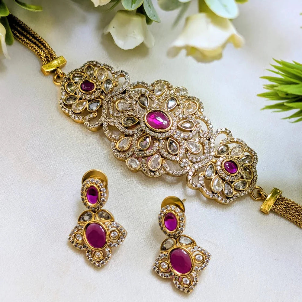 South Indian AD Jewelry Collection – Gold Plated High Quality Set Cosmia