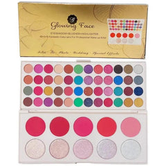 Glowing Face Eyeshade with Highlighter and Blush 48 Eyeshadow & 10 Glowing Face