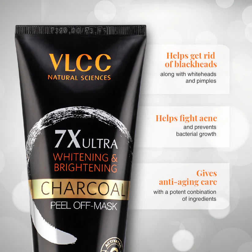 VLCC 7X Ultra Whitening and Brightening Charcoal Peel Off Mask - 100ml VLCC