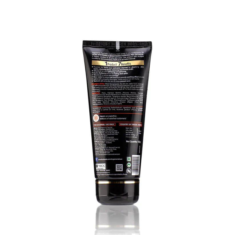 VLCC 7X Ultra Whitening and Brightening Charcoal Peel Off Mask - 100ml VLCC