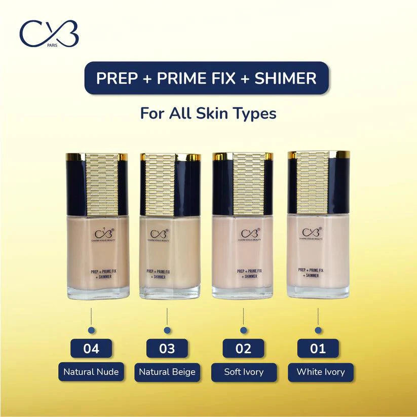 CVB Prep + Prime Fix + Shimmer Foundation – 40ml CVB