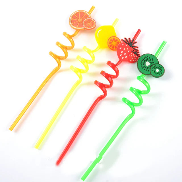 High Quality Spiral Fruit Shaped Plastic Drinking Straw Cosmia.pk