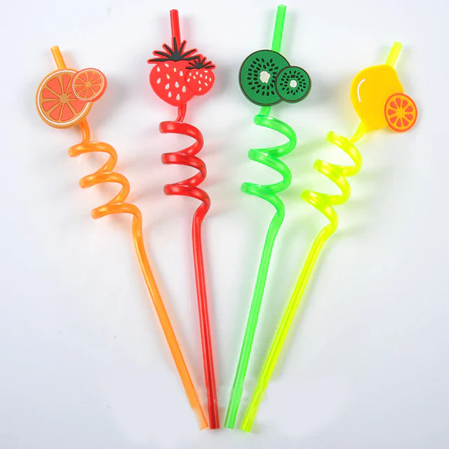 High Quality Spiral Fruit Shaped Plastic Drinking Straw Cosmia.pk