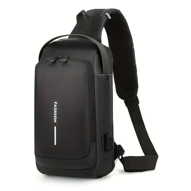 Men Anti Theft, USB Charging, Crossbody Short Travel Sling Bag Pack Cosmia.pk