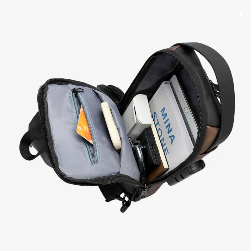 Men Anti Theft, USB Charging, Crossbody Short Travel Sling Bag Pack Cosmia.pk