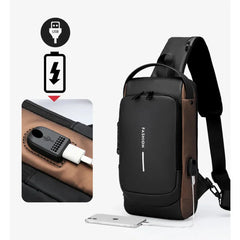 Men Anti Theft, USB Charging, Crossbody Short Travel Sling Bag Pack Cosmia.pk
