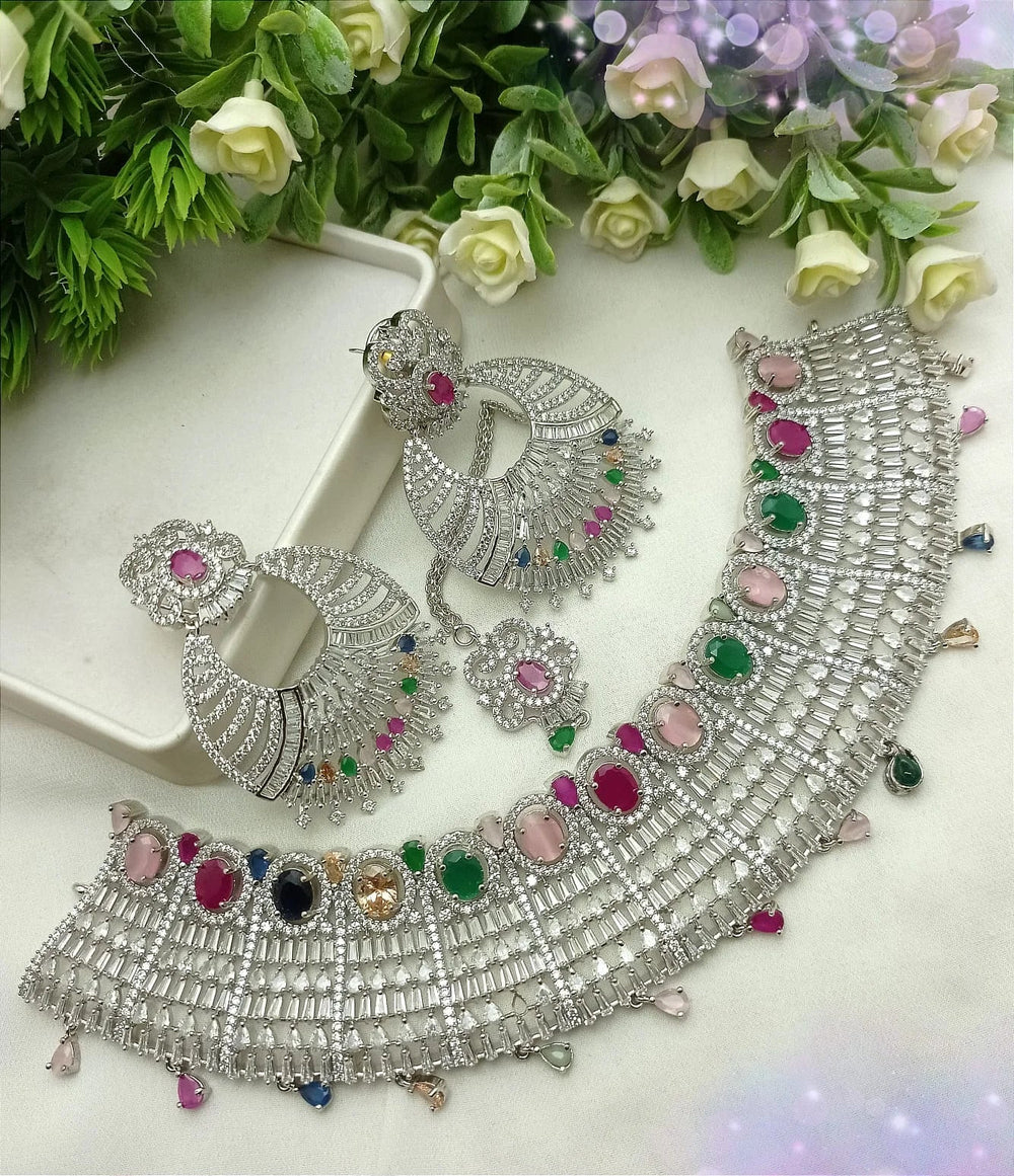 Silver Multi Necklace set Cosmia