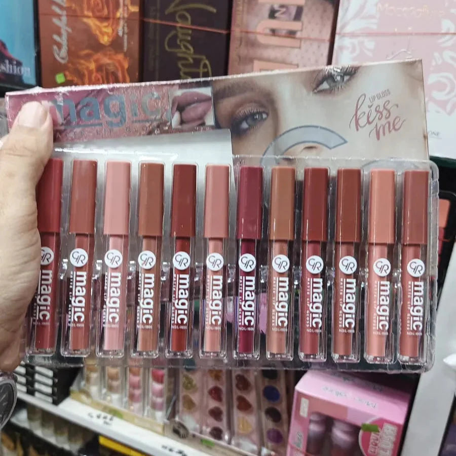 Quden Rose Soft And Matte Lip Gloss - 12 Pcs Set Quden Rose