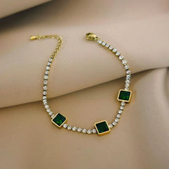 Luxury Green Emerald Stainless Steel Bracelet Cosmia