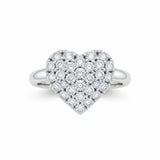 Women 925 Sterling Silver Crystal Love Heart Shaped Ring