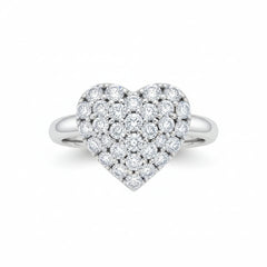 Women 925 Sterling Silver Crystal Love Heart Shaped Ring Cosmia