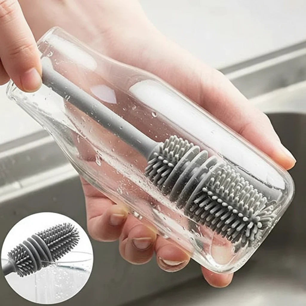 Silicone Brush for Bottle Feeder Brush, with 13" Long Handle Cosmia.pk