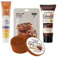 New Pack of 4 Cofee deal Face Wash & Tooth paste OR Biscuit mask & soothing gel skin care series Cosmia