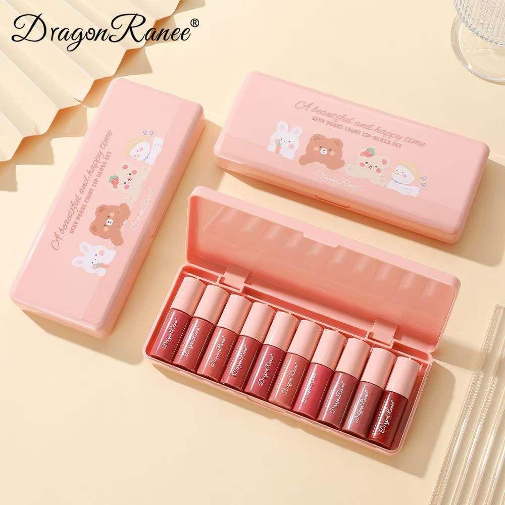 10Pcs Dragon Ranee A Beautiful And Happy Time Sexy Pearl Light Lip Gloss Set Dragon Ranee