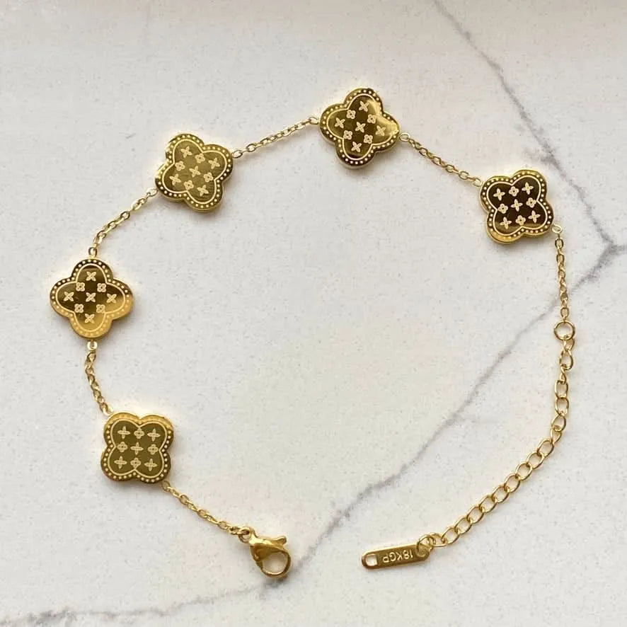 Gold-Plated Stainless Steel Clover Bracelet Cosmia