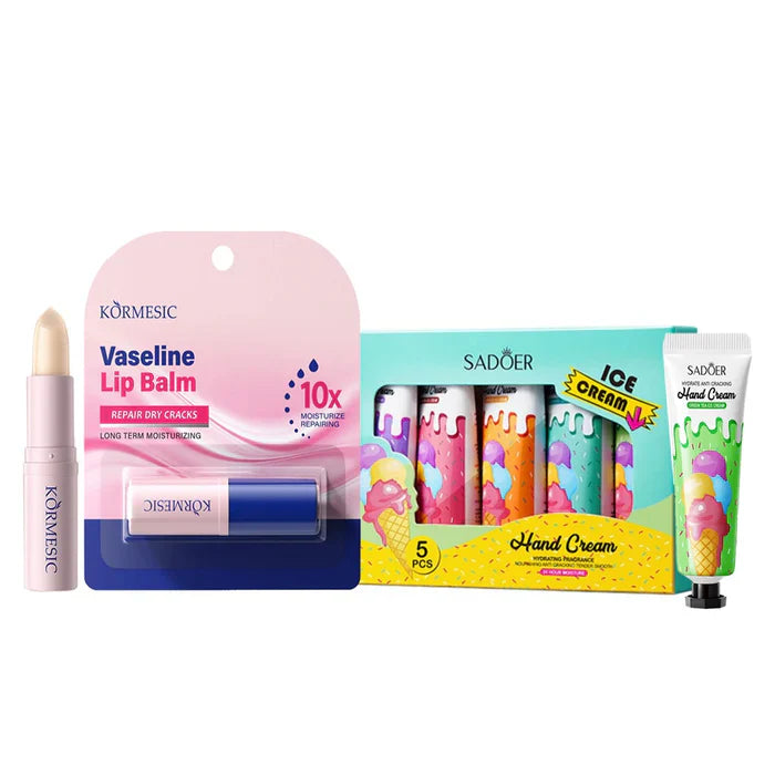Winter 2 in 1 Combo Vaseline Repair Lip Balm & Ice Cream Hand Cream Cosmia.pk