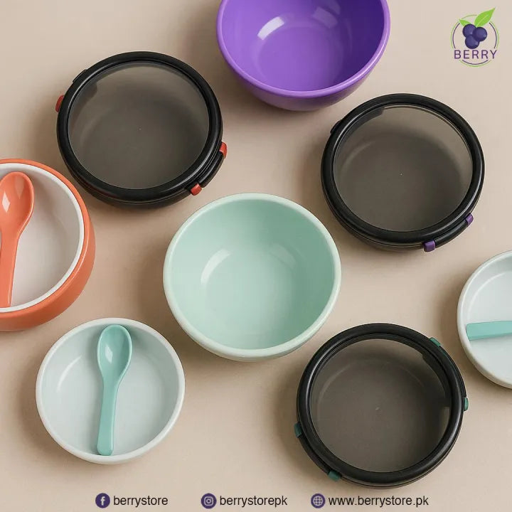 Square Airtight Lunch Box with Spoon – 700ml Lock Lid Food Container Cosmia.pk