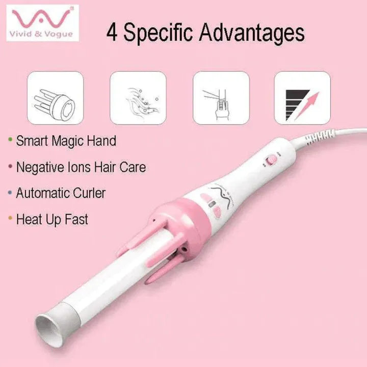 Automatic Pink Hair Curler Spin 360° Rotating Hair Styling Roller Cosmia.pk