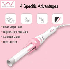 Automatic Pink Hair Curler Spin 360° Rotating Hair Styling Roller Cosmia.pk