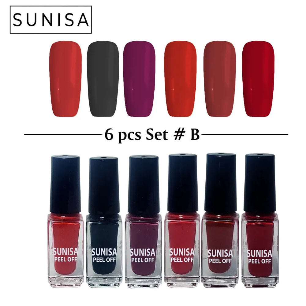 New Sunisa 6pcs Set Matte Nail Polish / Peel Off Sunisa
