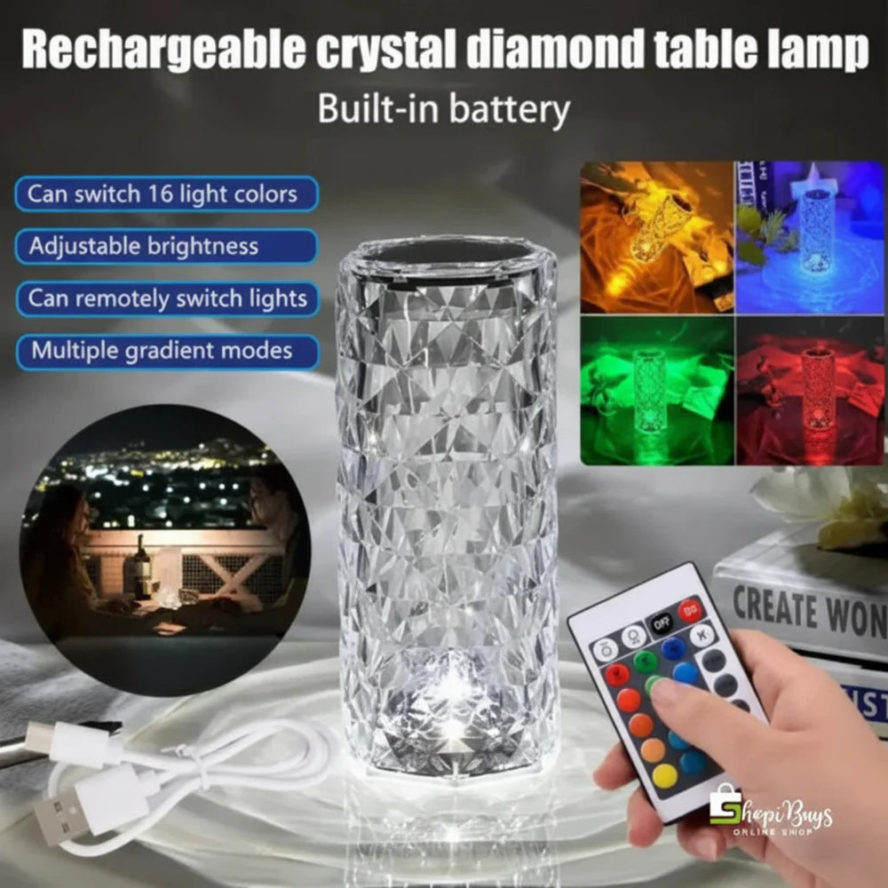 Diamond Rose Crystal Lamp 16 Color Changing with remote Cosmia.pk