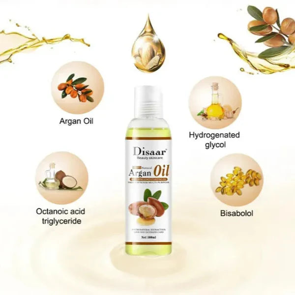 DISAAR 100% Natural Argan Oil Moisturizing Skin Massage body Oil 100ml DISAAR