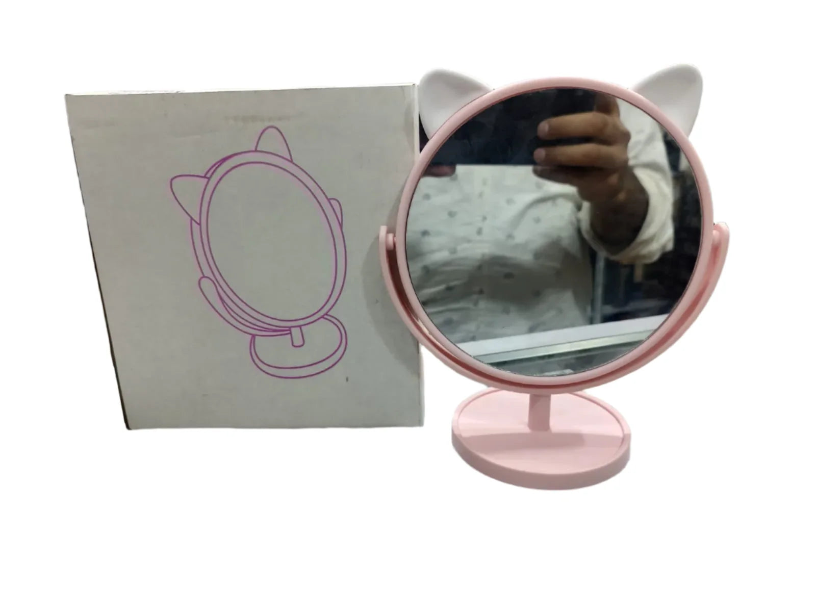 Cute Cat Ear Vanity Mirror with Stand Cosmia.pk