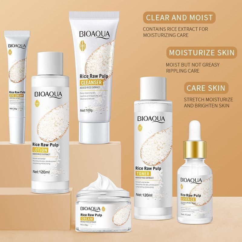 6 in 1 Bioaqua Rice Pulp Glow Moisturizing Skin Set Bioaqua