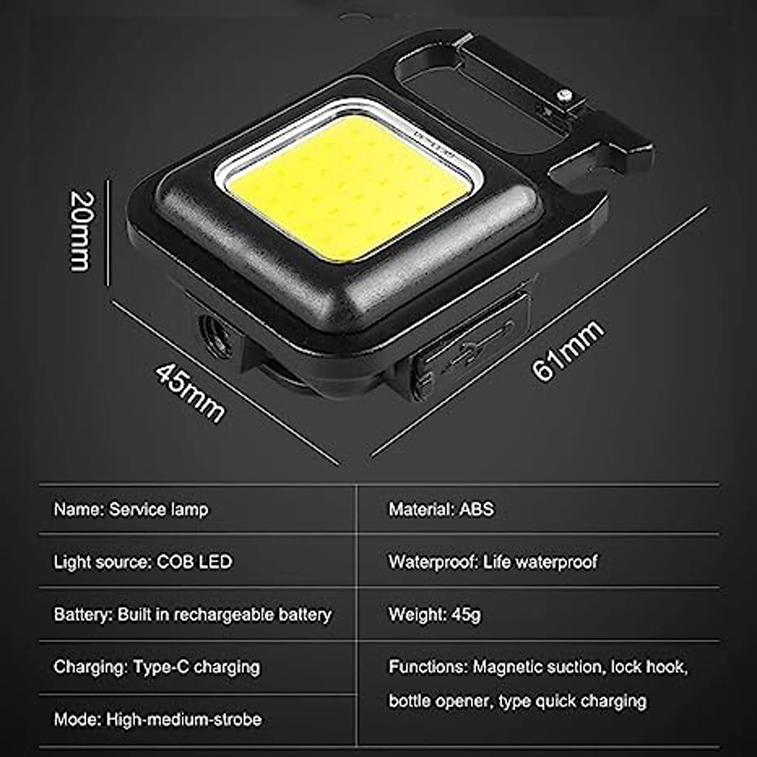 Multi-Function COB Rechargeable Keychain Light Cosmia.pk