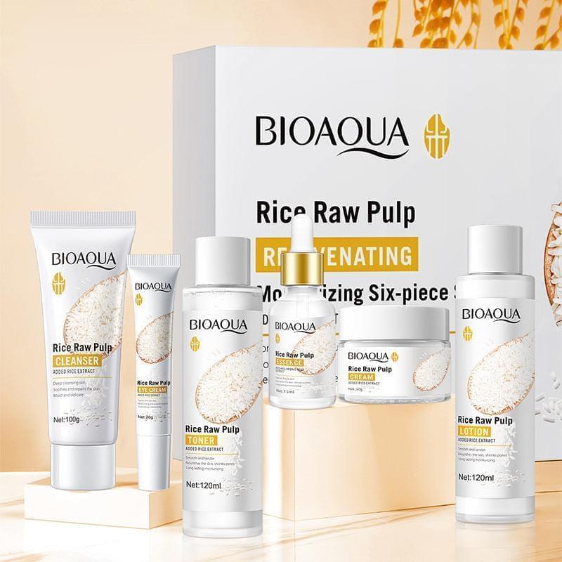 6 in 1 Bioaqua Rice Pulp Glow Moisturizing Skin Set Bioaqua