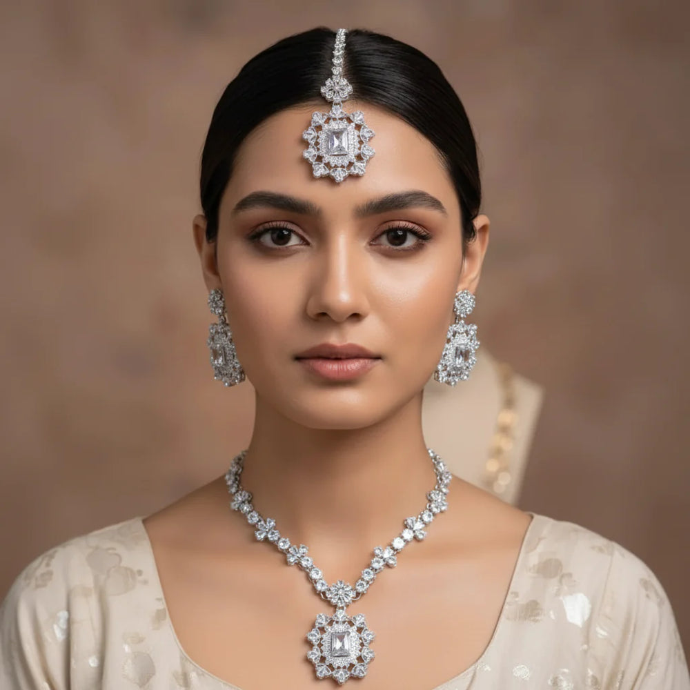 Rajwari Necklace Set Combo – Bracelet, Jhumki & Necklace Cosmia