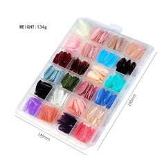 576 Pcs False Nails – Short Coffin & Almond French with Free Glue & Jelly Stickers Cosmia