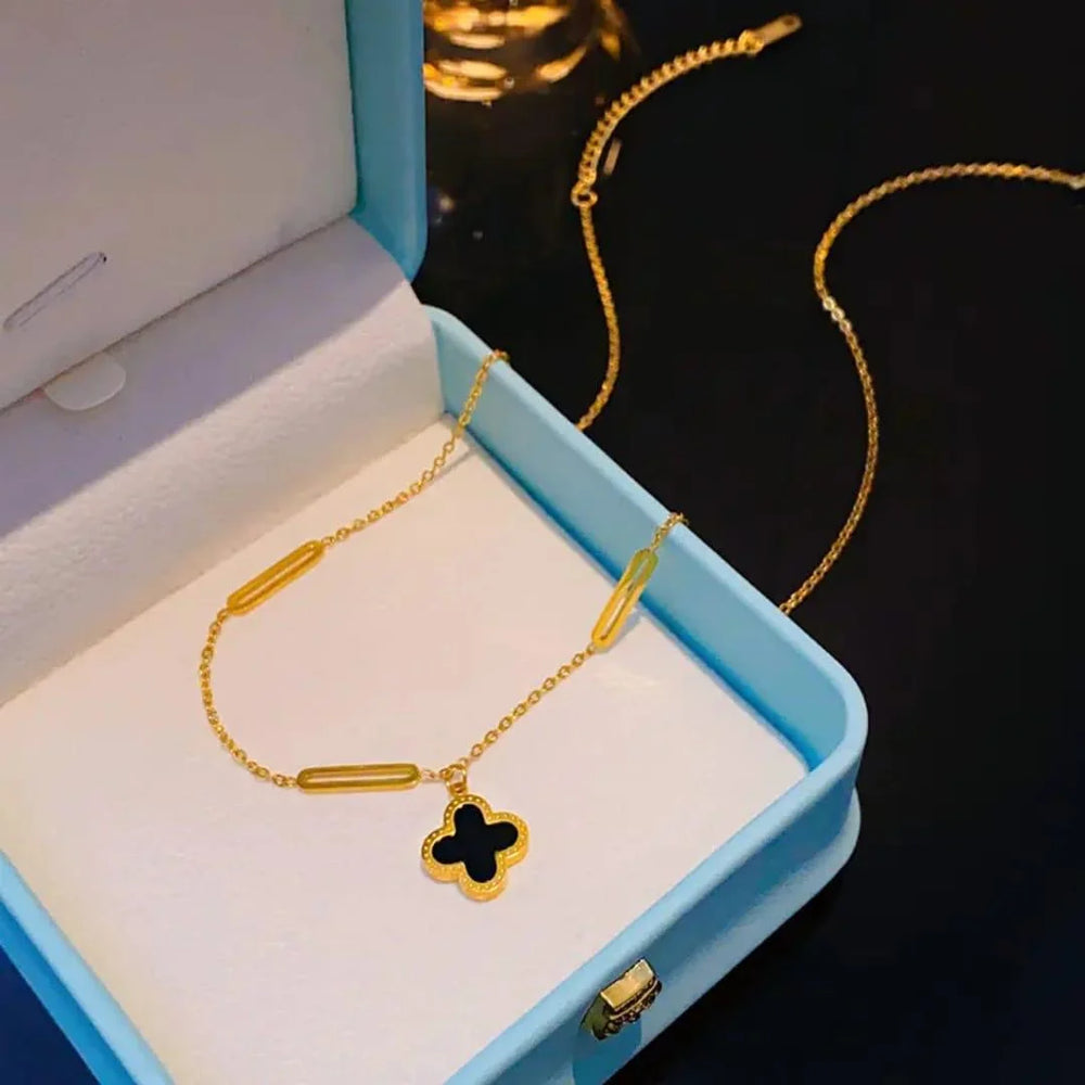 Stainless Steel Clover Double Side Chain Locket – Each Cosmia