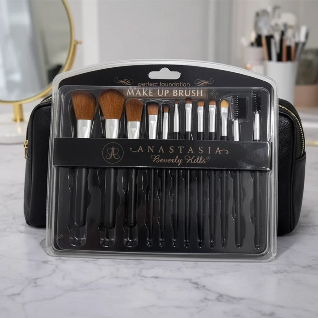 Anastasia Beverly Hills Face & Eye Makeup Brushes Set - 12Pcs Anastasia