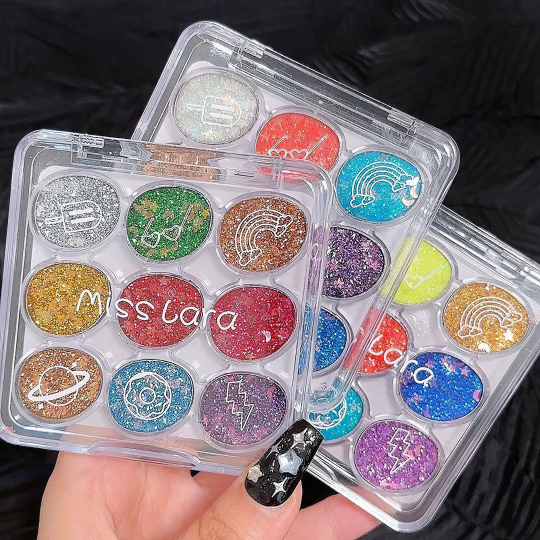 Miss Lara Cream Glitter Eyeshadow Palette - 9 Color Miss Lara