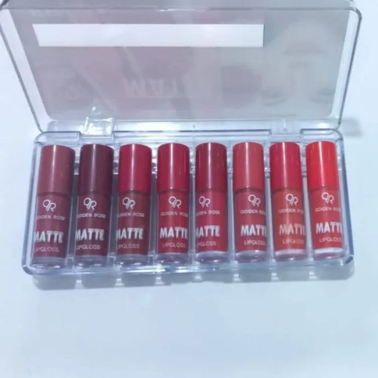 8 pc Professional Matt Lip Gloss Golden Rose