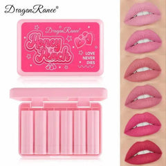 6 Pcs DroganRanee Honey Peach Matte Lipstick Set Dragon Ranee
