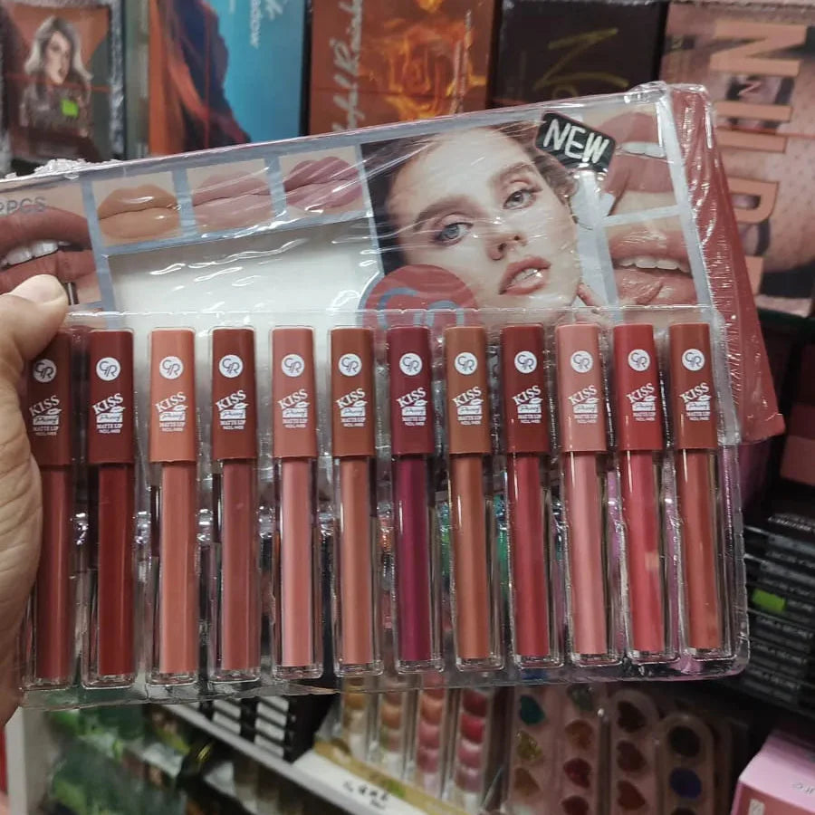 GR Kiss Matte Long Lasting Lip Glosses - 12 Pcs Set gr